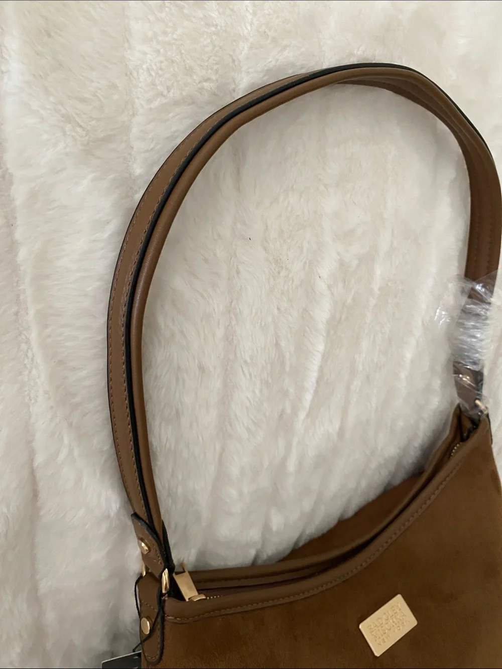 Badgley Mischka New York Brown Microsuede Hobo Shoulder Bag